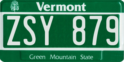 VT license plate ZSY879