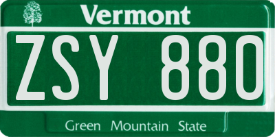 VT license plate ZSY880