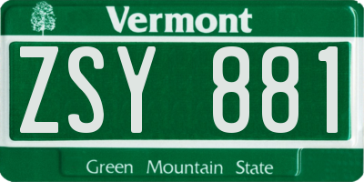 VT license plate ZSY881