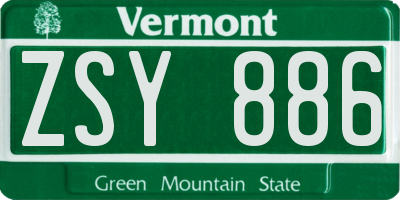 VT license plate ZSY886