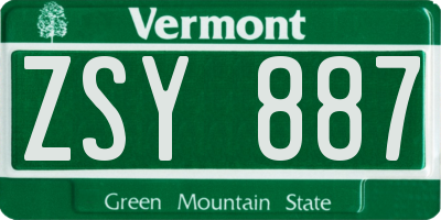VT license plate ZSY887