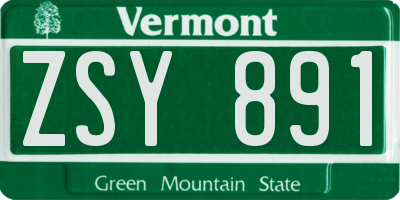 VT license plate ZSY891