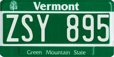 VT license plate ZSY895