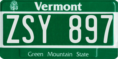 VT license plate ZSY897