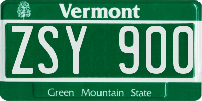 VT license plate ZSY900