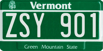 VT license plate ZSY901