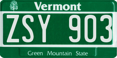 VT license plate ZSY903
