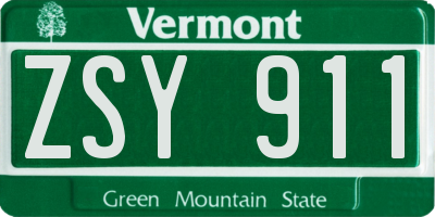 VT license plate ZSY911