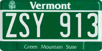 VT license plate ZSY913