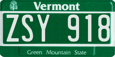 VT license plate ZSY918