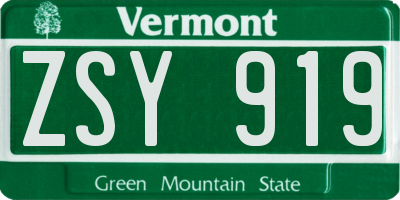 VT license plate ZSY919