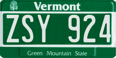 VT license plate ZSY924