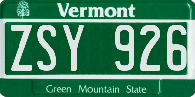VT license plate ZSY926