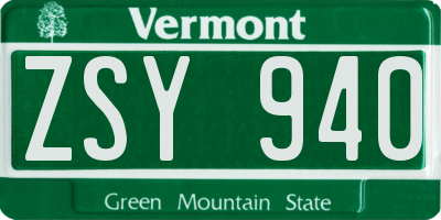 VT license plate ZSY940