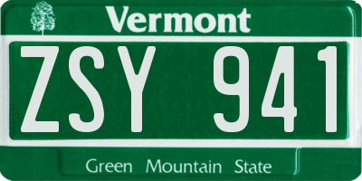 VT license plate ZSY941