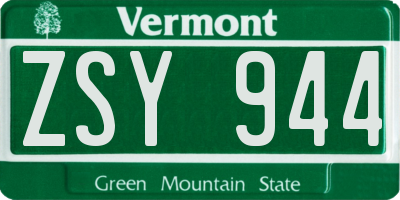 VT license plate ZSY944