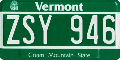 VT license plate ZSY946