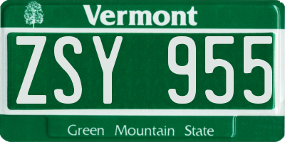 VT license plate ZSY955