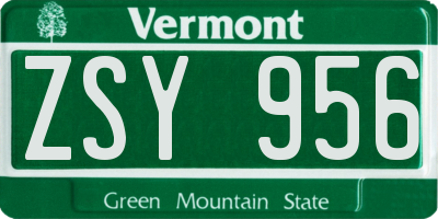 VT license plate ZSY956