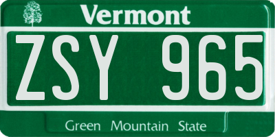 VT license plate ZSY965