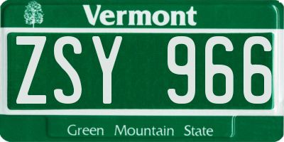 VT license plate ZSY966