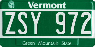 VT license plate ZSY972