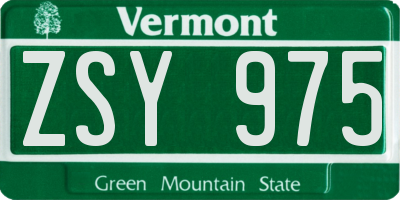 VT license plate ZSY975