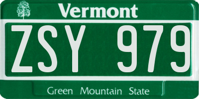 VT license plate ZSY979
