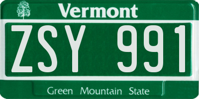 VT license plate ZSY991
