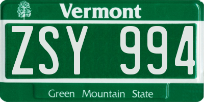 VT license plate ZSY994
