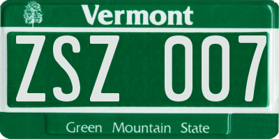 VT license plate ZSZ007