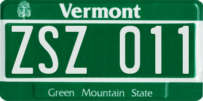 VT license plate ZSZ011