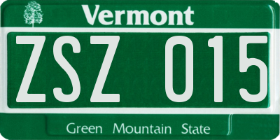 VT license plate ZSZ015