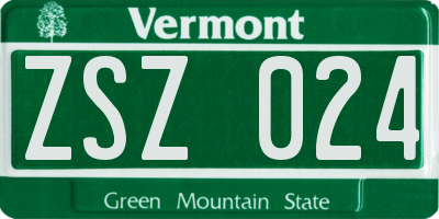 VT license plate ZSZ024