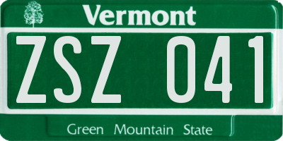 VT license plate ZSZ041