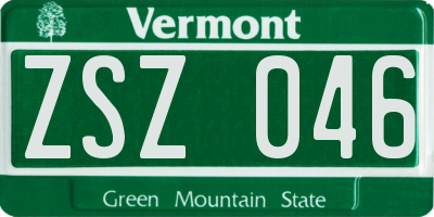 VT license plate ZSZ046