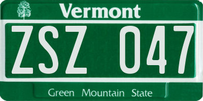 VT license plate ZSZ047
