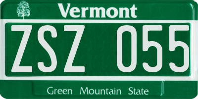 VT license plate ZSZ055