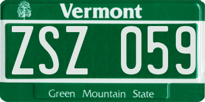 VT license plate ZSZ059