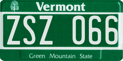 VT license plate ZSZ066