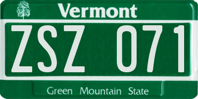 VT license plate ZSZ071
