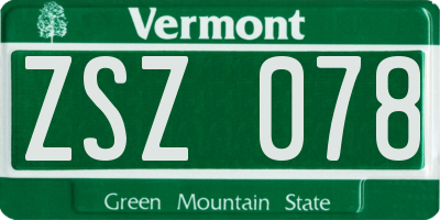 VT license plate ZSZ078
