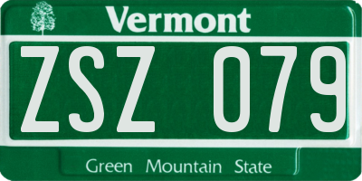 VT license plate ZSZ079
