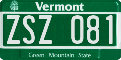 VT license plate ZSZ081