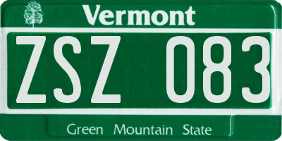 VT license plate ZSZ083