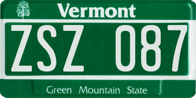 VT license plate ZSZ087