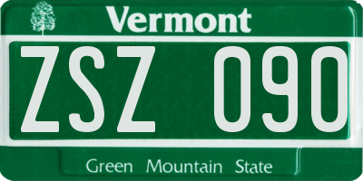 VT license plate ZSZ090