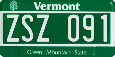 VT license plate ZSZ091