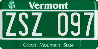 VT license plate ZSZ097