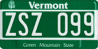 VT license plate ZSZ099